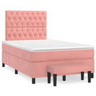 Boxspring met matras fluweel roze 120x190 cm