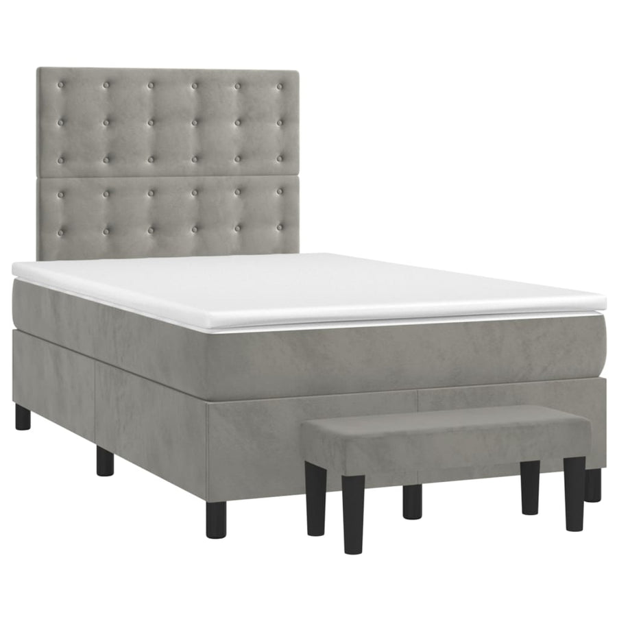 Boxspring met matras fluweel lichtgrijs 120x190 cm