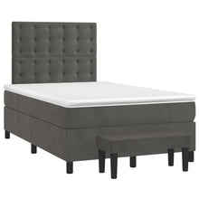 Boxspring met matras fluweel donkergrijs 120x190 cm