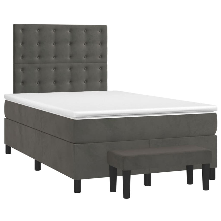 Boxspring met matras fluweel donkergrijs 120x190 cm