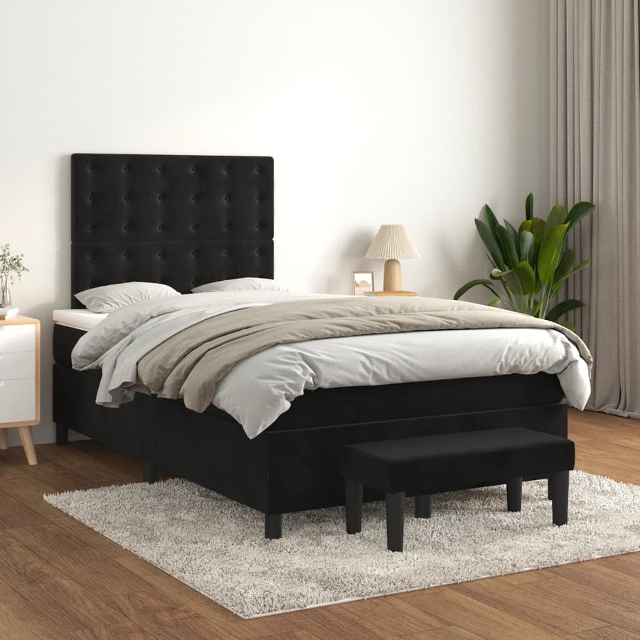 Boxspring met matras fluweel zwart 120x190 cm