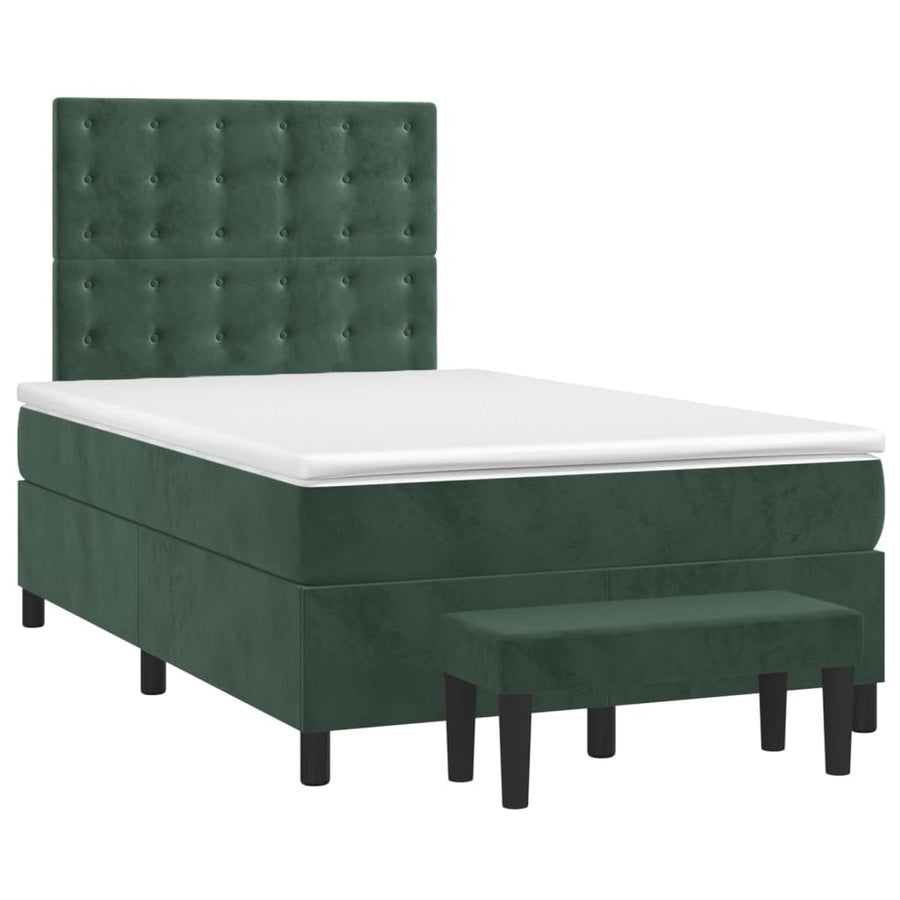 Boxspring met matras fluweel donkergroen 120x190 cm