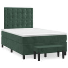 Box spring with mattress velvet dark green 120x190 cm