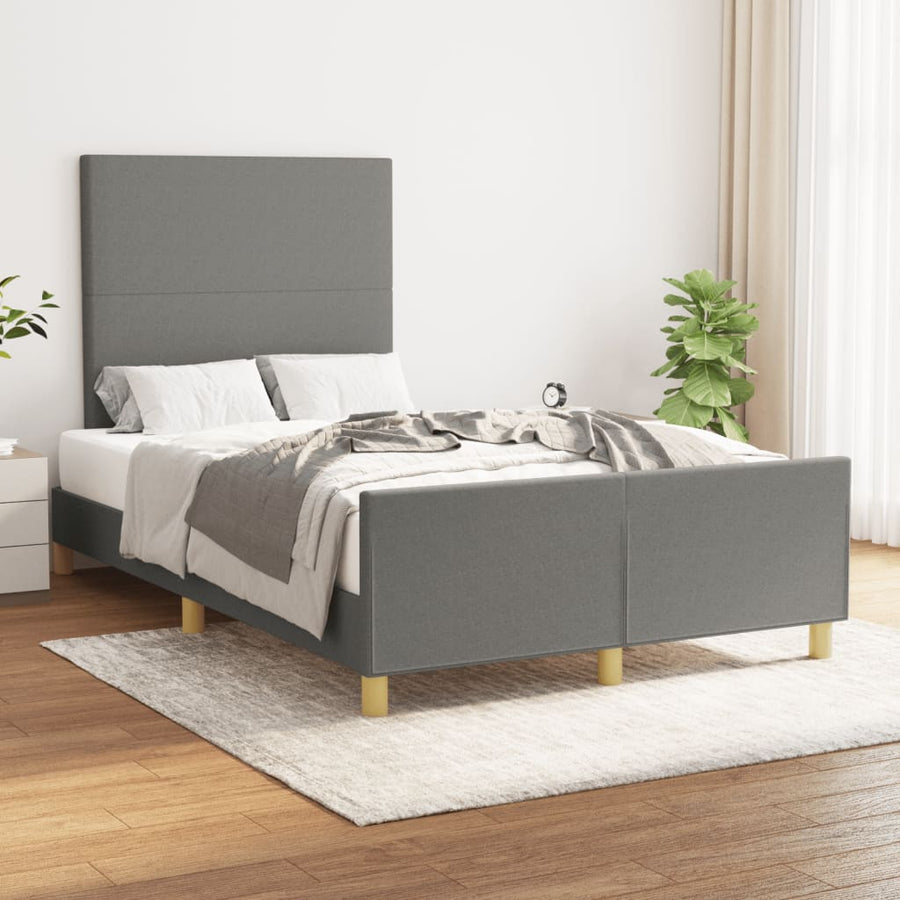 Bedframe met hoofdbord stof donkergrijs 120x190 cm
