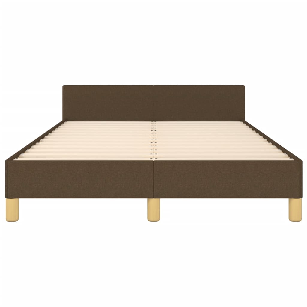 Bedframe met hoofdbord stof donkerbruin 120x190 cm