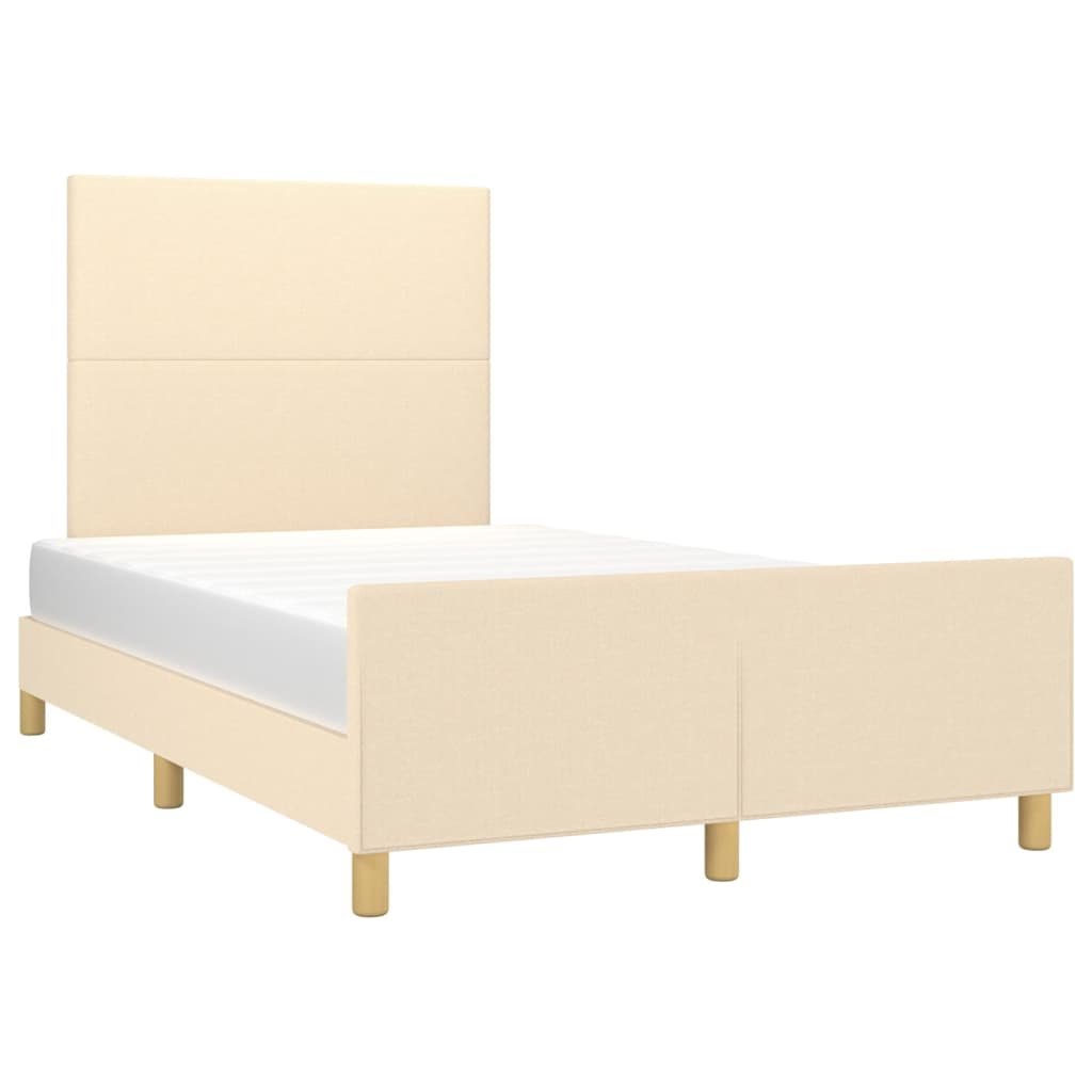 Bedframe met hoofdbord stof crèmekleurig 120x190 cm