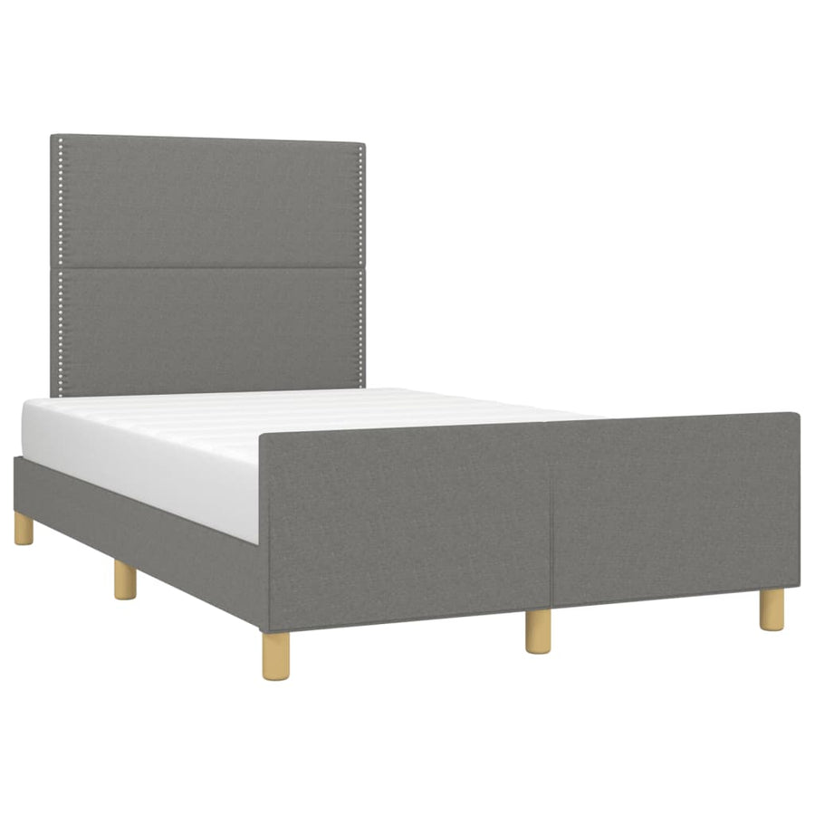 Bedframe met hoofdbord stof donkergrijs 120x190 cm