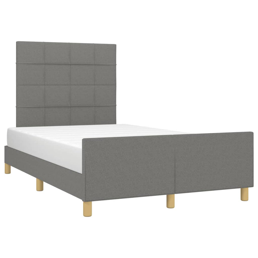Bedframe met hoofdbord stof donkergrijs 120x190 cm