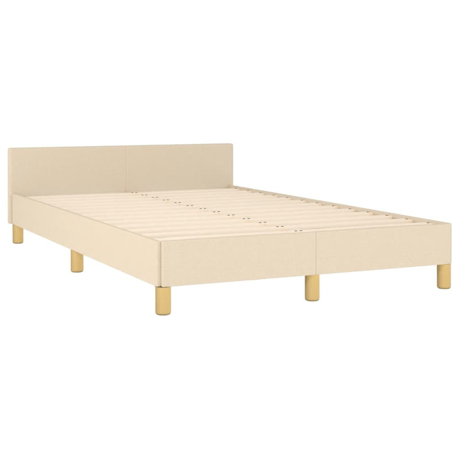 Bedframe met hoofdbord stof crèmekleurig 120x190 cm