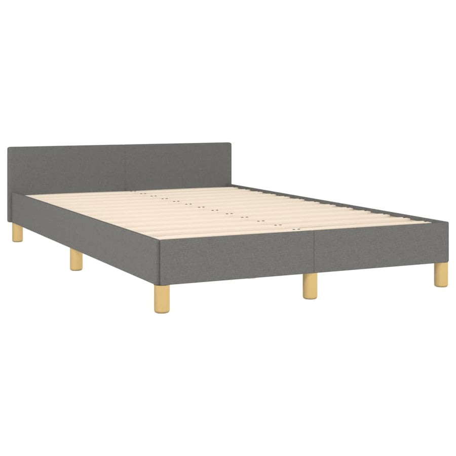 Bedframe met hoofdbord stof donkergrijs 120x190 cm