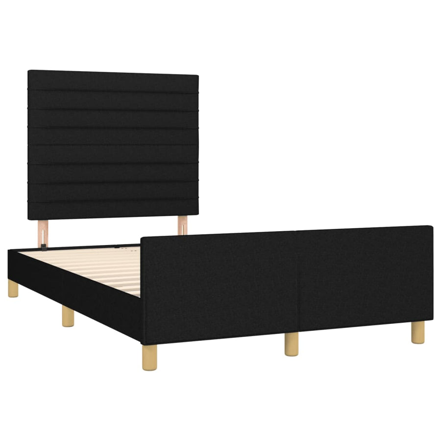 Bedframe met hoofdbord stof zwart 120x190 cm