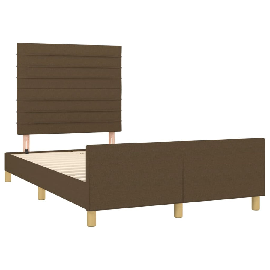 Bedframe met hoofdbord stof donkerbruin 120x190 cm