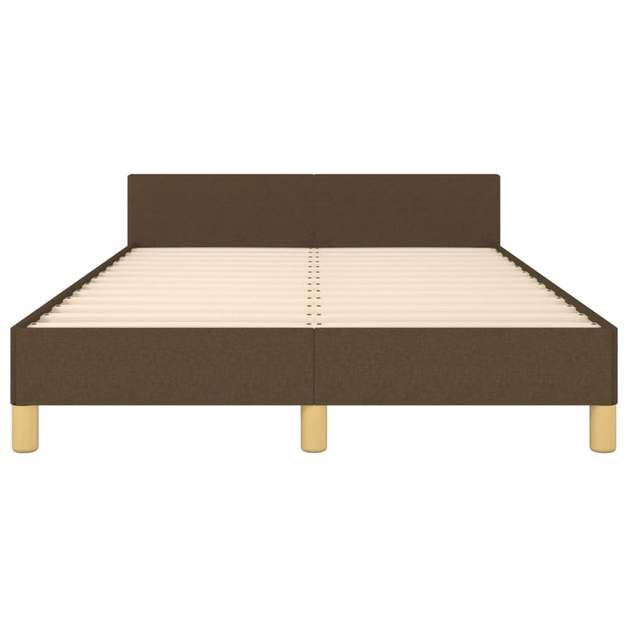 Bedframe met hoofdbord stof donkerbruin 120x190 cm