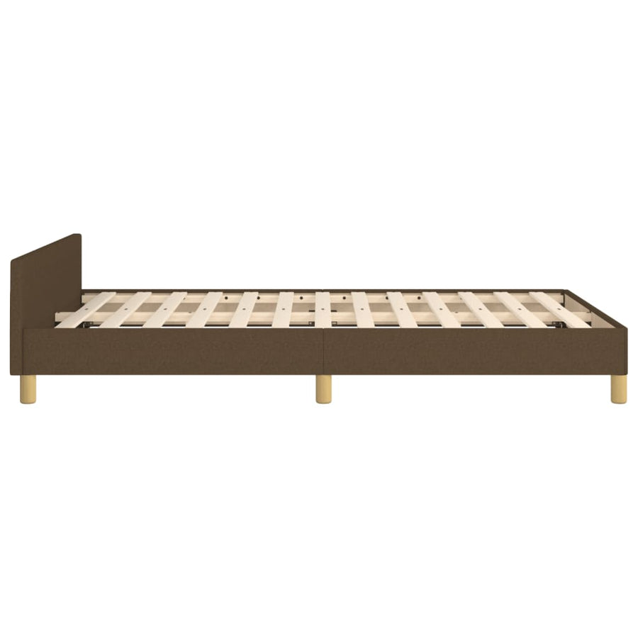 Bedframe met hoofdbord stof donkerbruin 120x190 cm