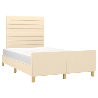 Bedframe met hoofdbord stof crèmekleurig 120x190 cm