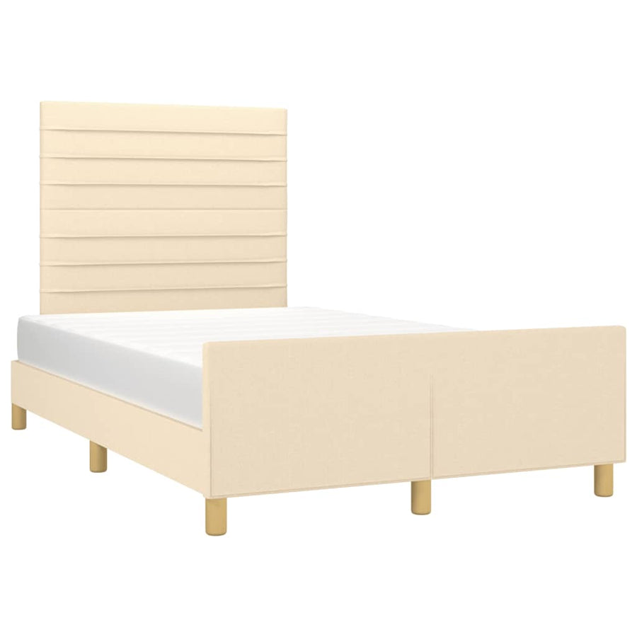 Bedframe met hoofdbord stof crèmekleurig 120x190 cm