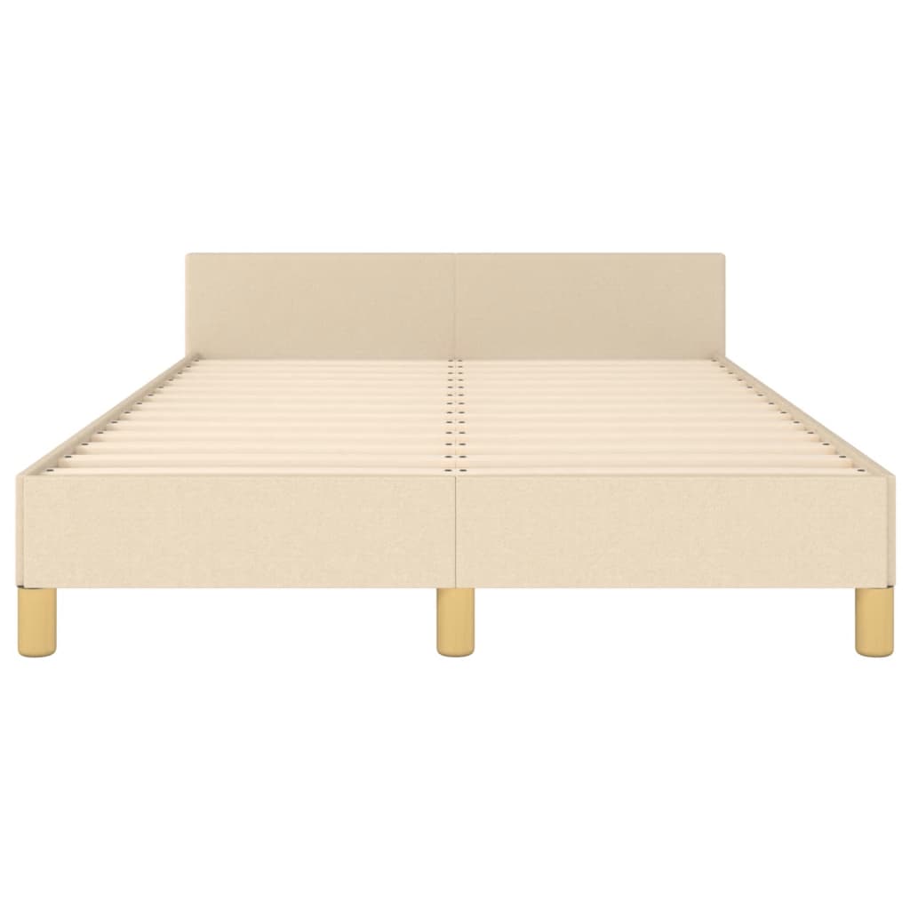 Bedframe met hoofdbord stof crèmekleurig 120x190 cm