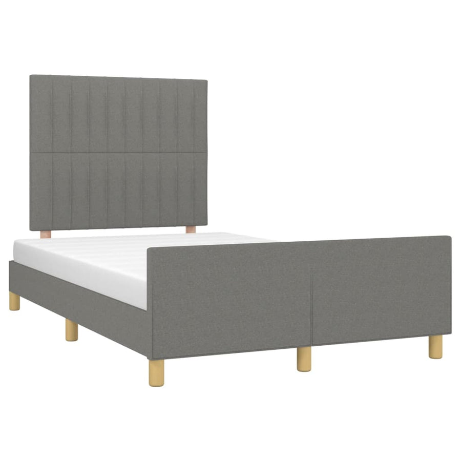Bedframe met hoofdbord stof donkergrijs 120x190 cm