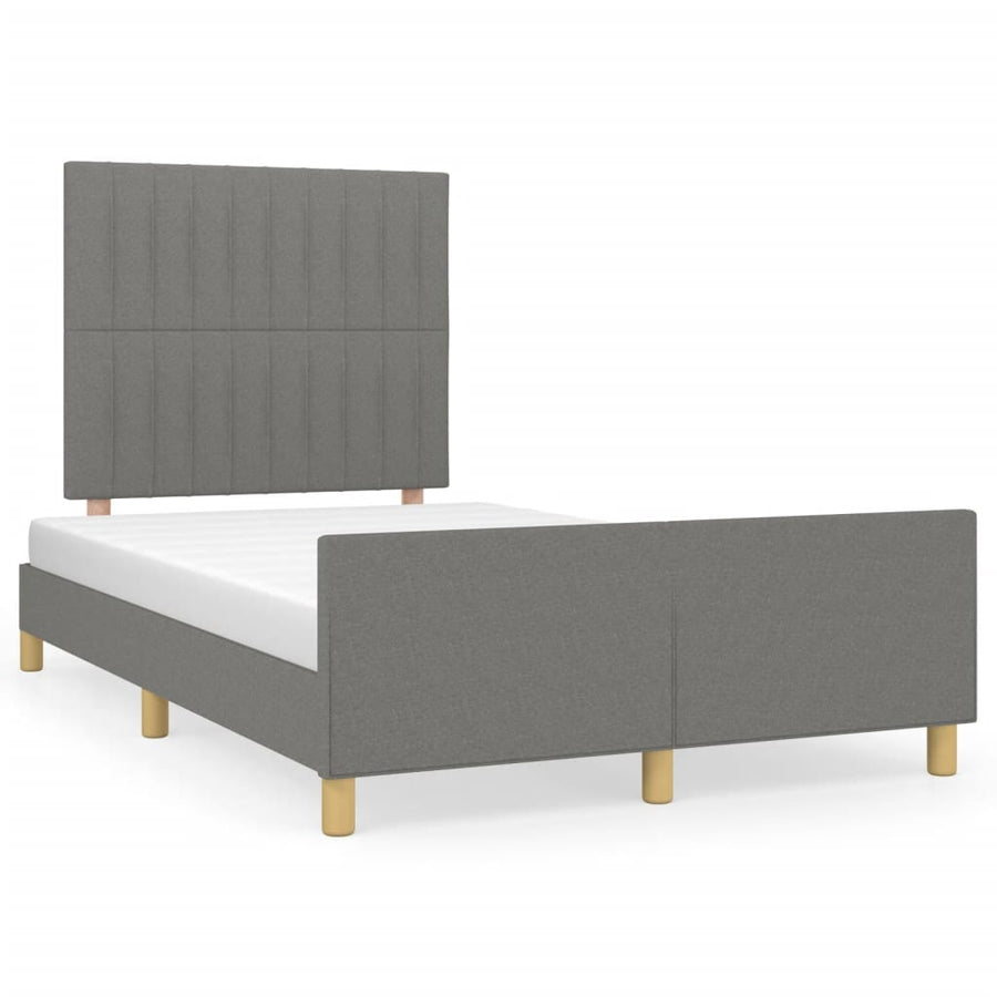 Bedframe met hoofdbord stof donkergrijs 120x190 cm