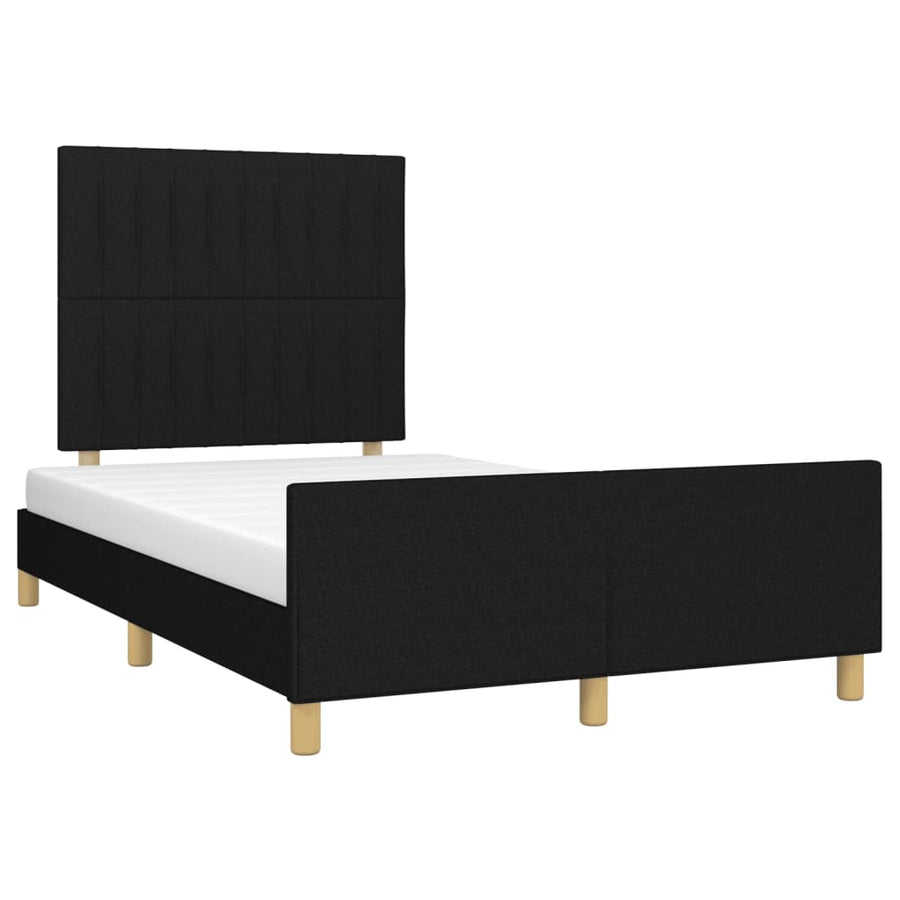 Bedframe met hoofdbord stof zwart 120x190 cm