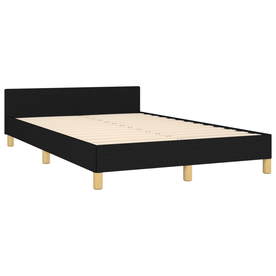 Bedframe met hoofdbord stof zwart 120x190 cm