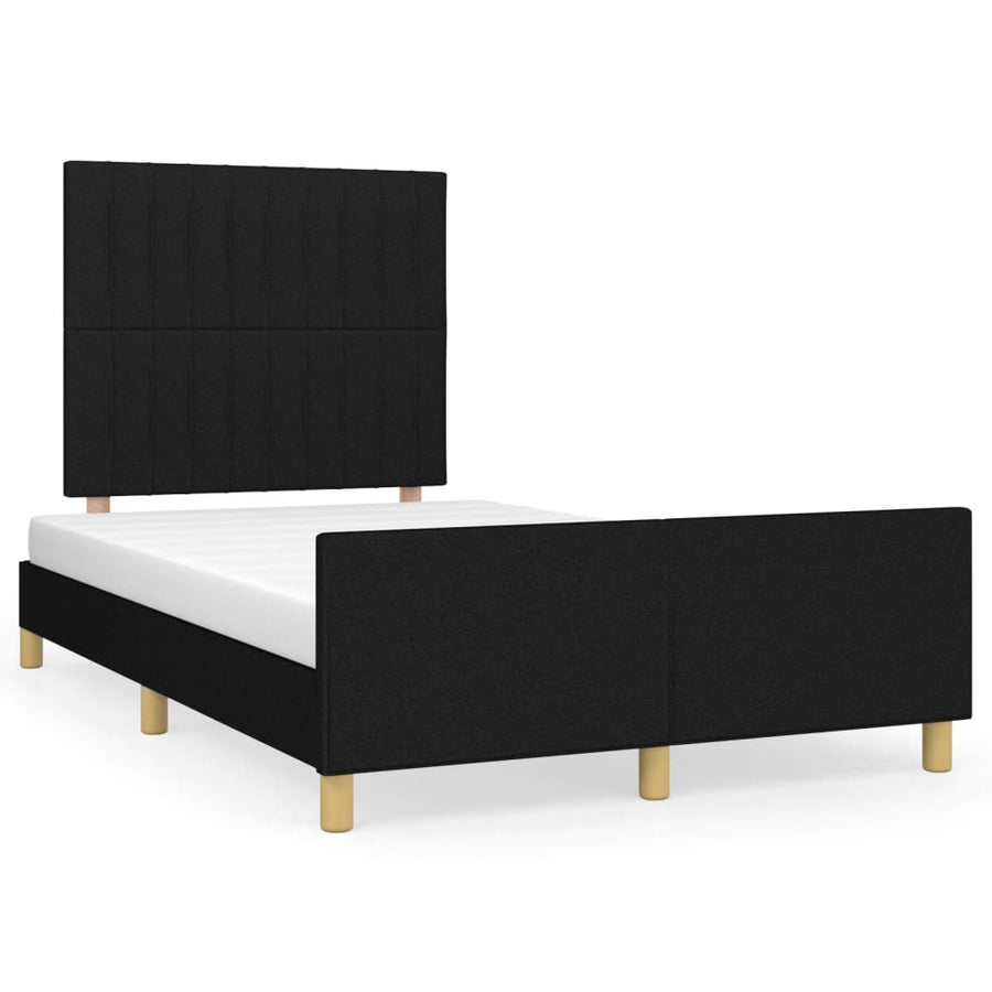 Bedframe met hoofdbord stof zwart 120x190 cm