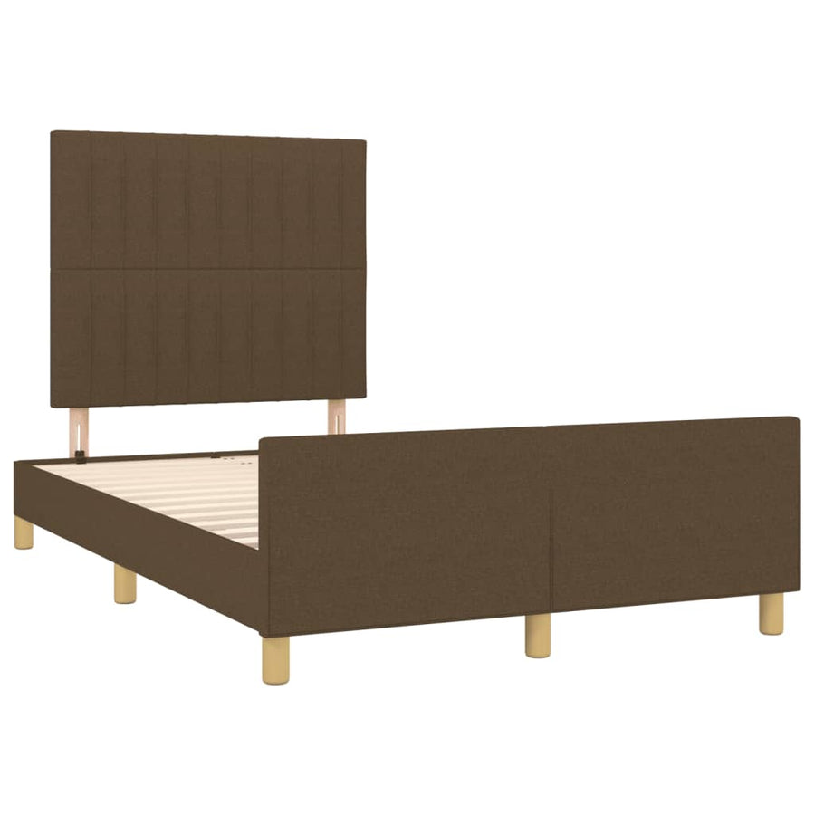 Bedframe met hoofdbord stof donkerbruin 120x190 cm