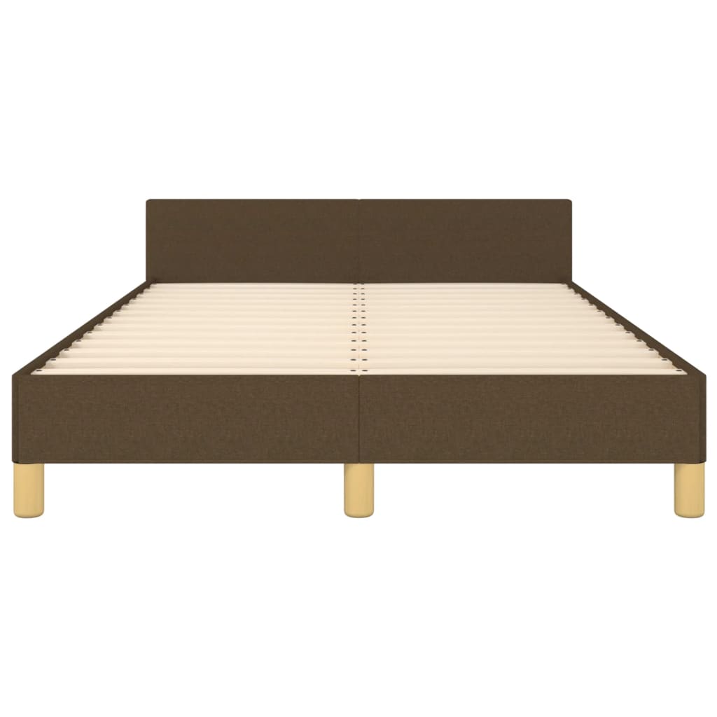 Bedframe met hoofdbord stof donkerbruin 120x190 cm
