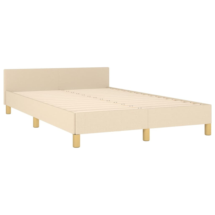 Bedframe met hoofdbord stof crèmekleurig 120x190 cm