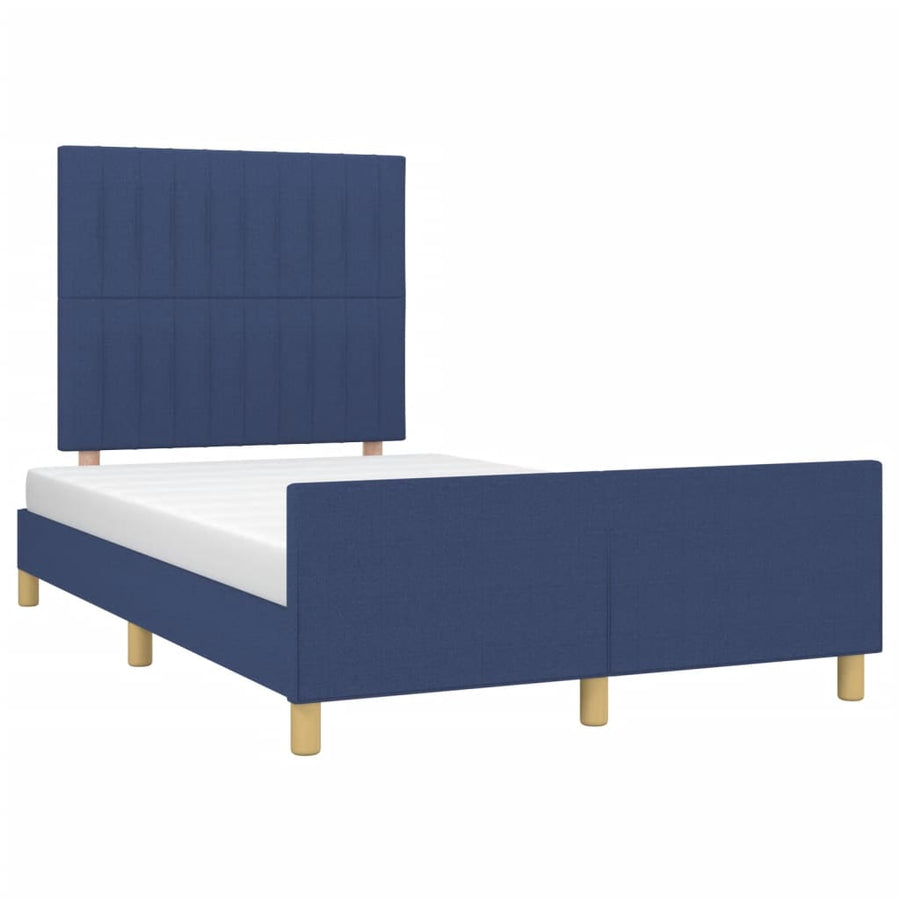 Bedframe met hoofdbord stof blauw 120x190 cm