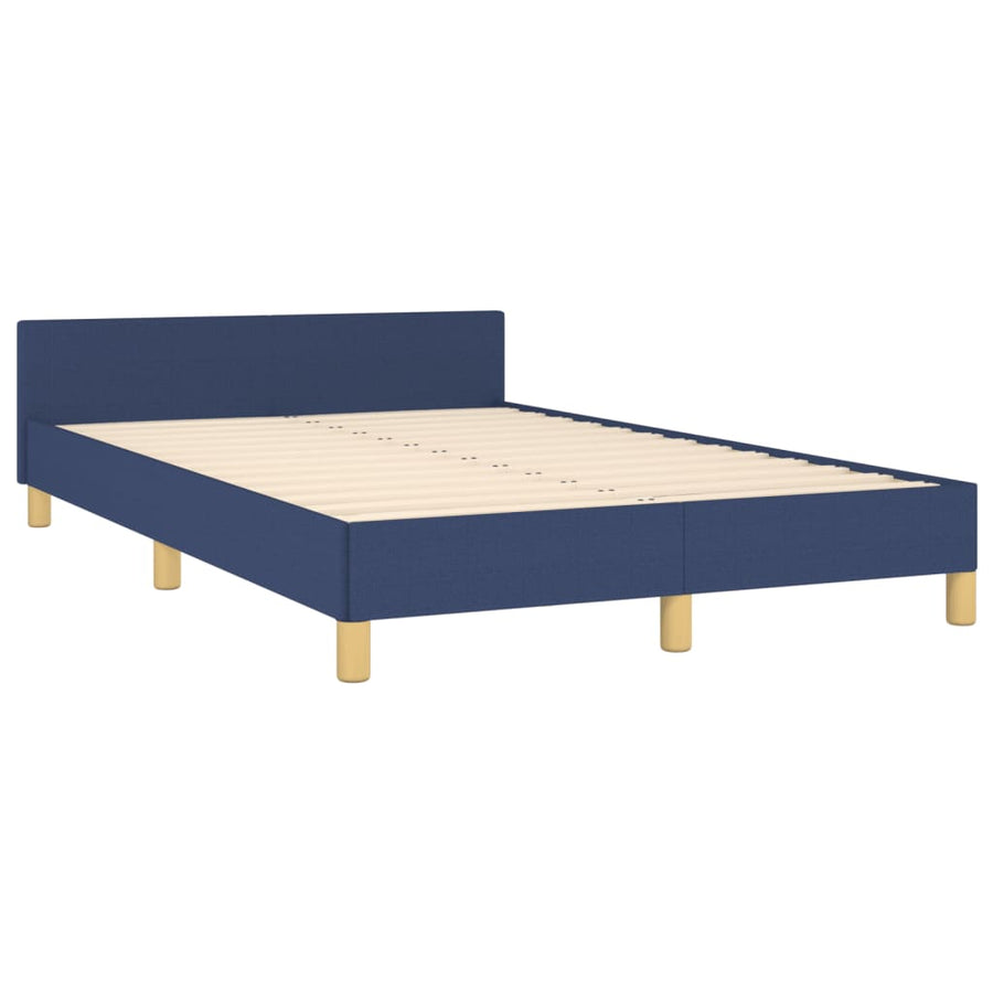 Bedframe met hoofdbord stof blauw 120x190 cm
