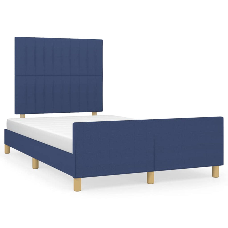 Bedframe met hoofdbord stof blauw 120x190 cm