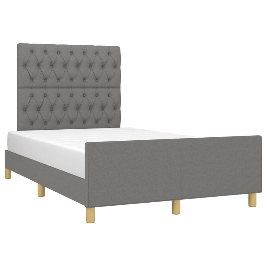 Bedframe met hoofdbord stof donkergrijs 120x190 cm