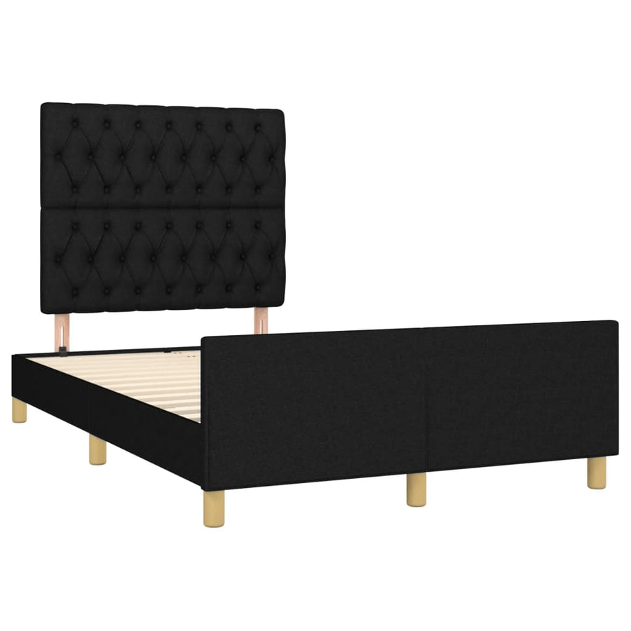 Bedframe met hoofdbord stof zwart 120x190 cm