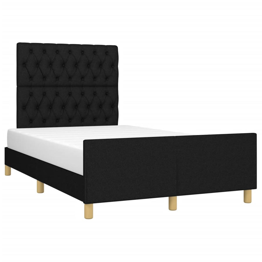 Bedframe met hoofdbord stof zwart 120x190 cm