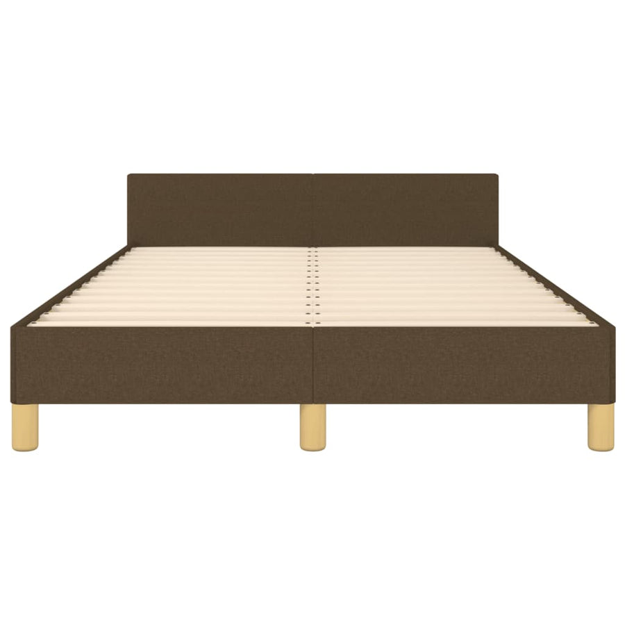 Bedframe met hoofdbord stof donkerbruin 120x190 cm