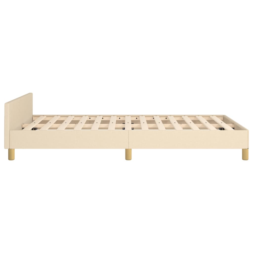 Bedframe met hoofdbord stof crèmekleurig 120x190 cm