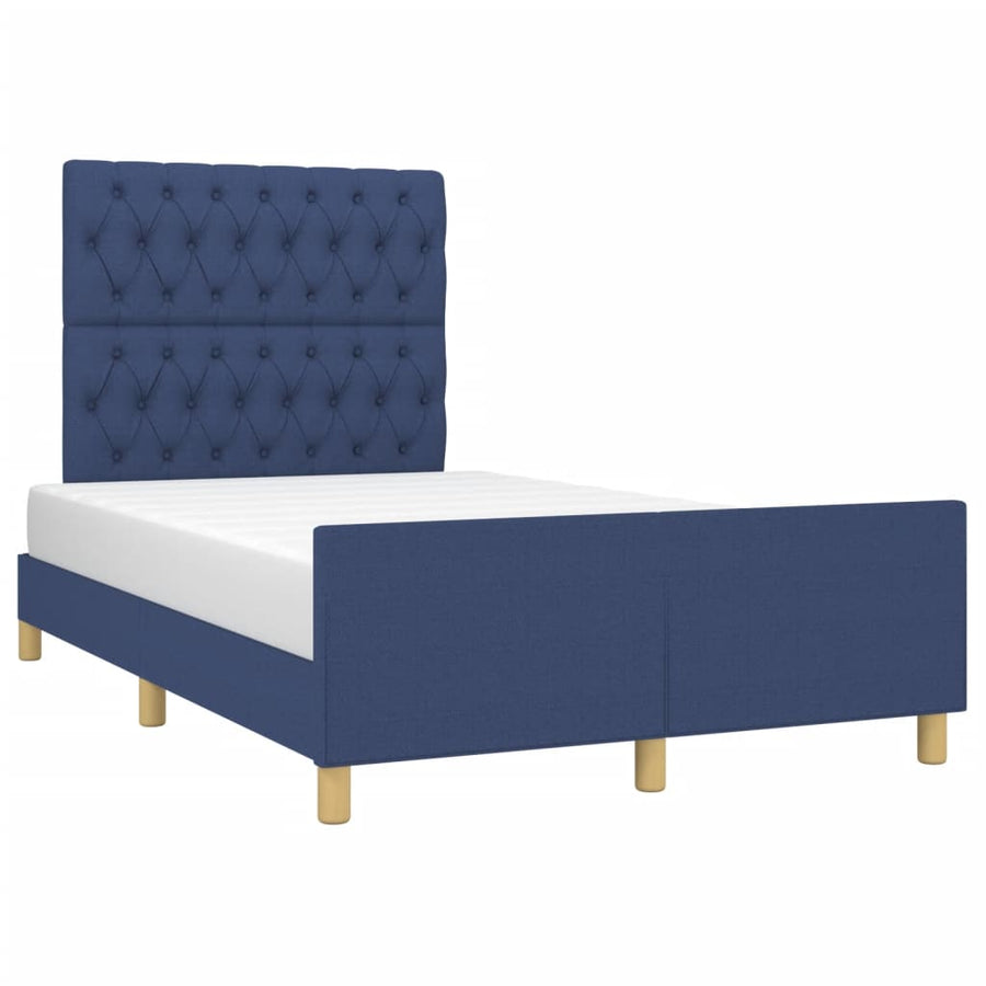 Bedframe met hoofdbord stof blauw 120x190 cm