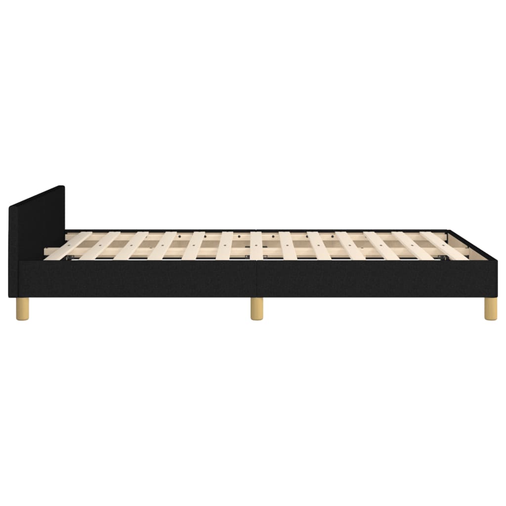 Bedframe met hoofdbord stof zwart 120x190 cm