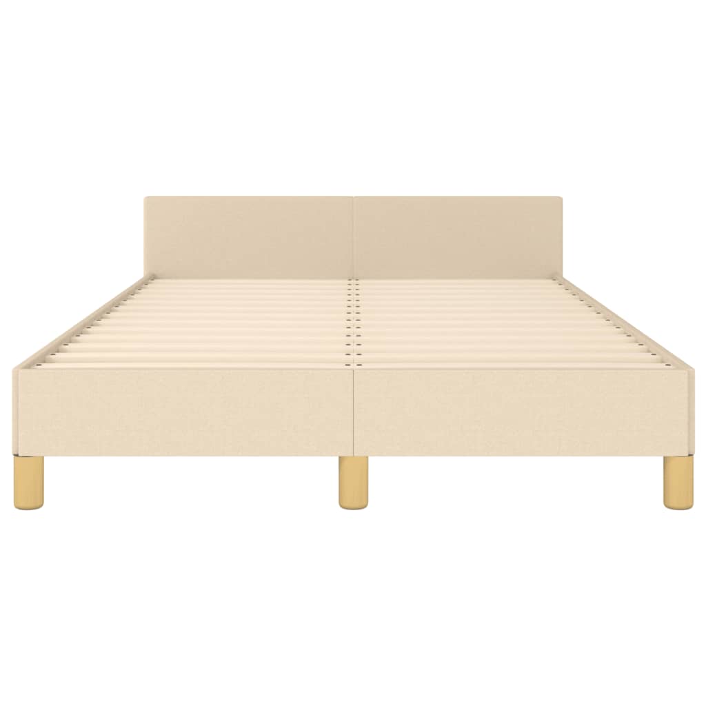 Bedframe met hoofdbord stof crèmekleurig 120x190 cm