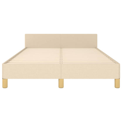 Bedframe met hoofdbord stof crèmekleurig 120x190 cm