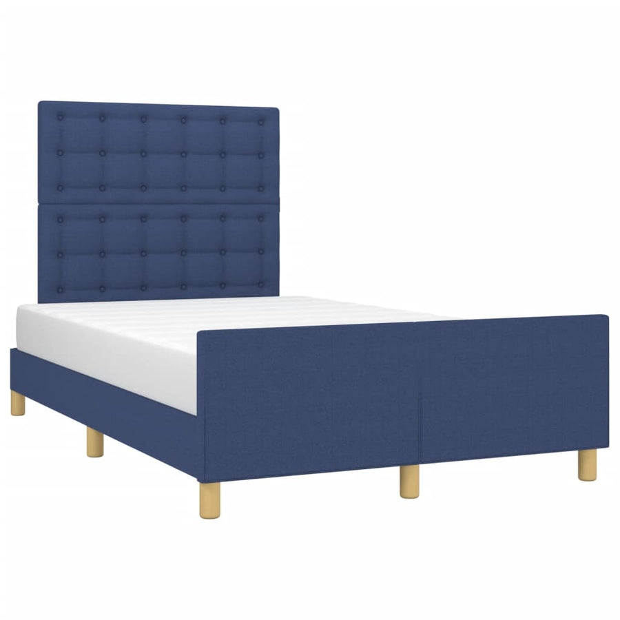 Bedframe met hoofdbord stof blauw 120x190 cm