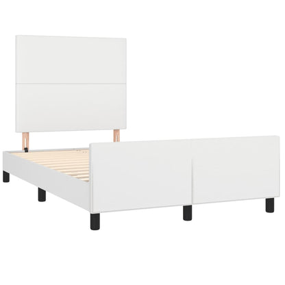Bedframe met hoofdbord kunstleer wit 120x190 cm