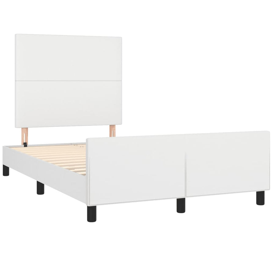 Bedframe met hoofdbord kunstleer wit 120x190 cm