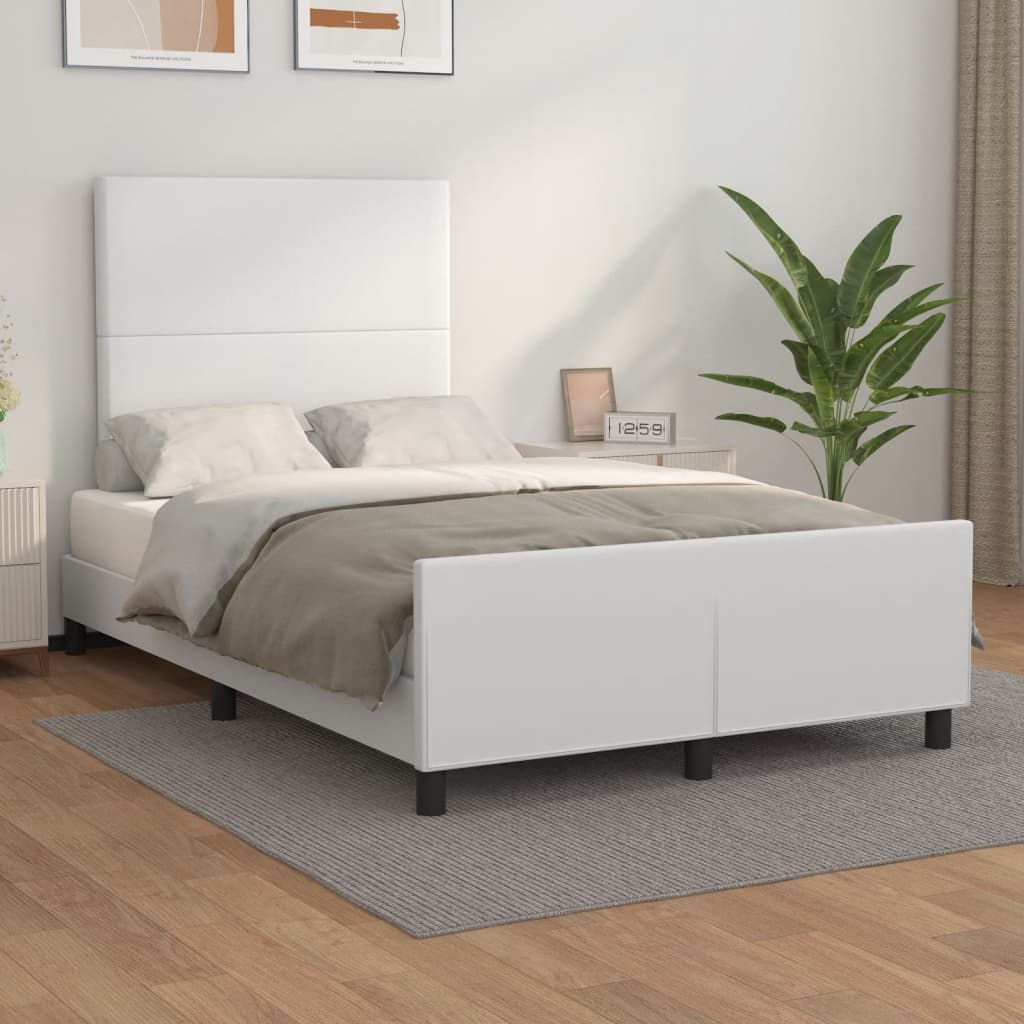 Bedframe met hoofdbord kunstleer wit 120x190 cm