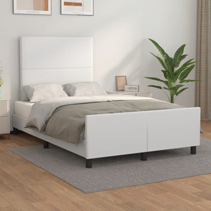 Bedframe met hoofdbord kunstleer wit 120x190 cm
