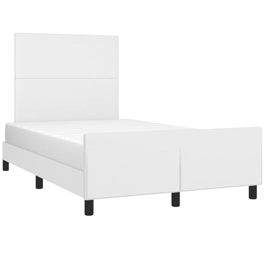 Bedframe met hoofdbord kunstleer wit 120x190 cm