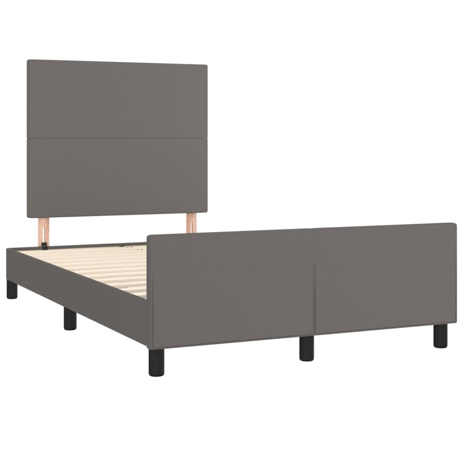 Bedframe met hoofdbord kunstleer grijs 120x190 cm