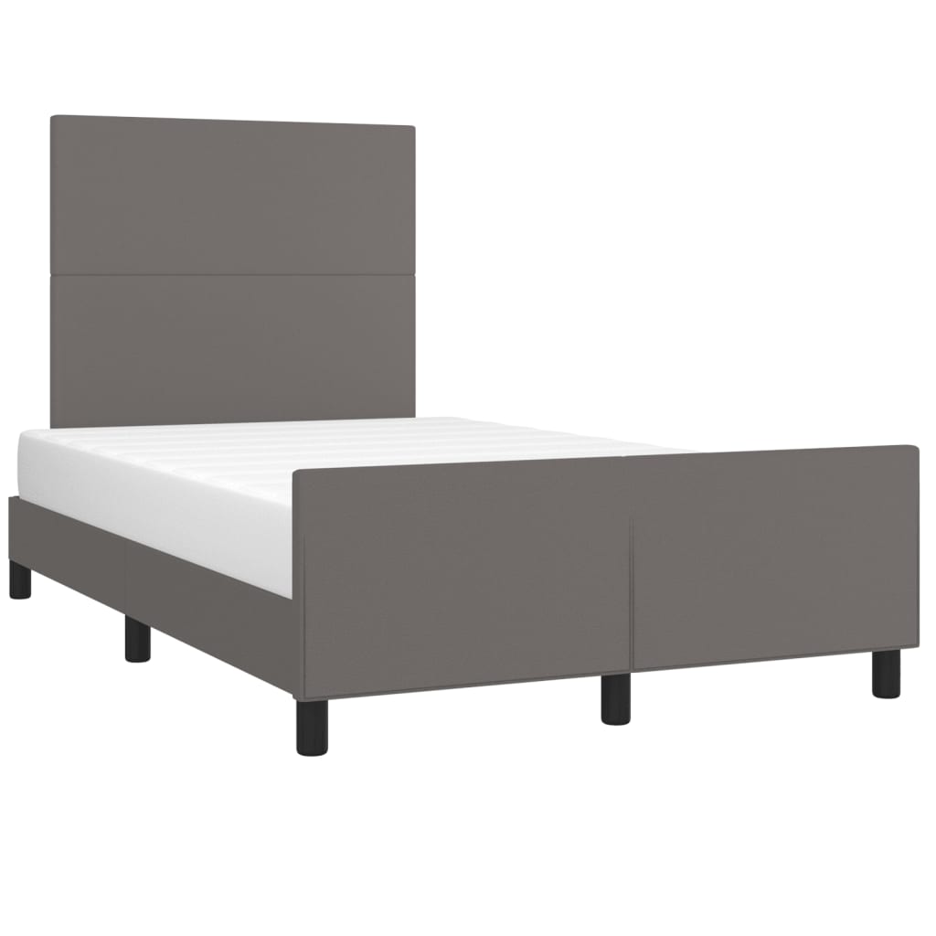 Bedframe met hoofdbord kunstleer grijs 120x190 cm
