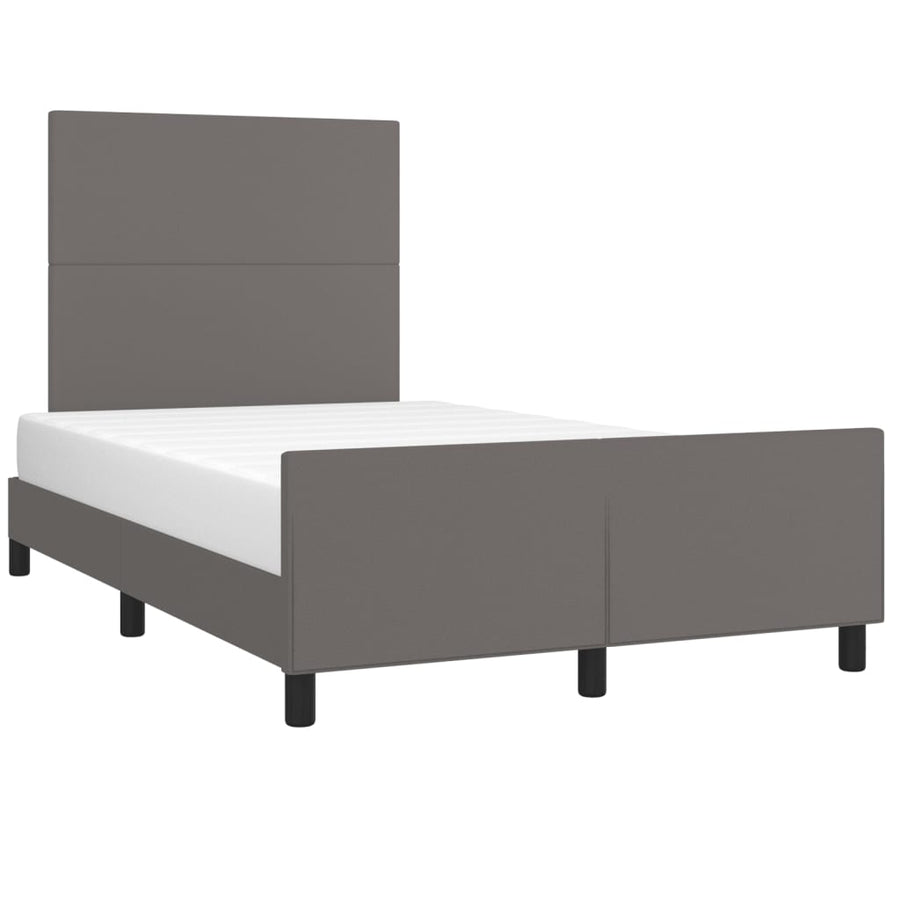 Bedframe met hoofdbord kunstleer grijs 120x190 cm